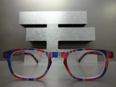 Contemporary Modern READING EYE GLASSES READERS Funky Striped Frosted Frame C1 4
