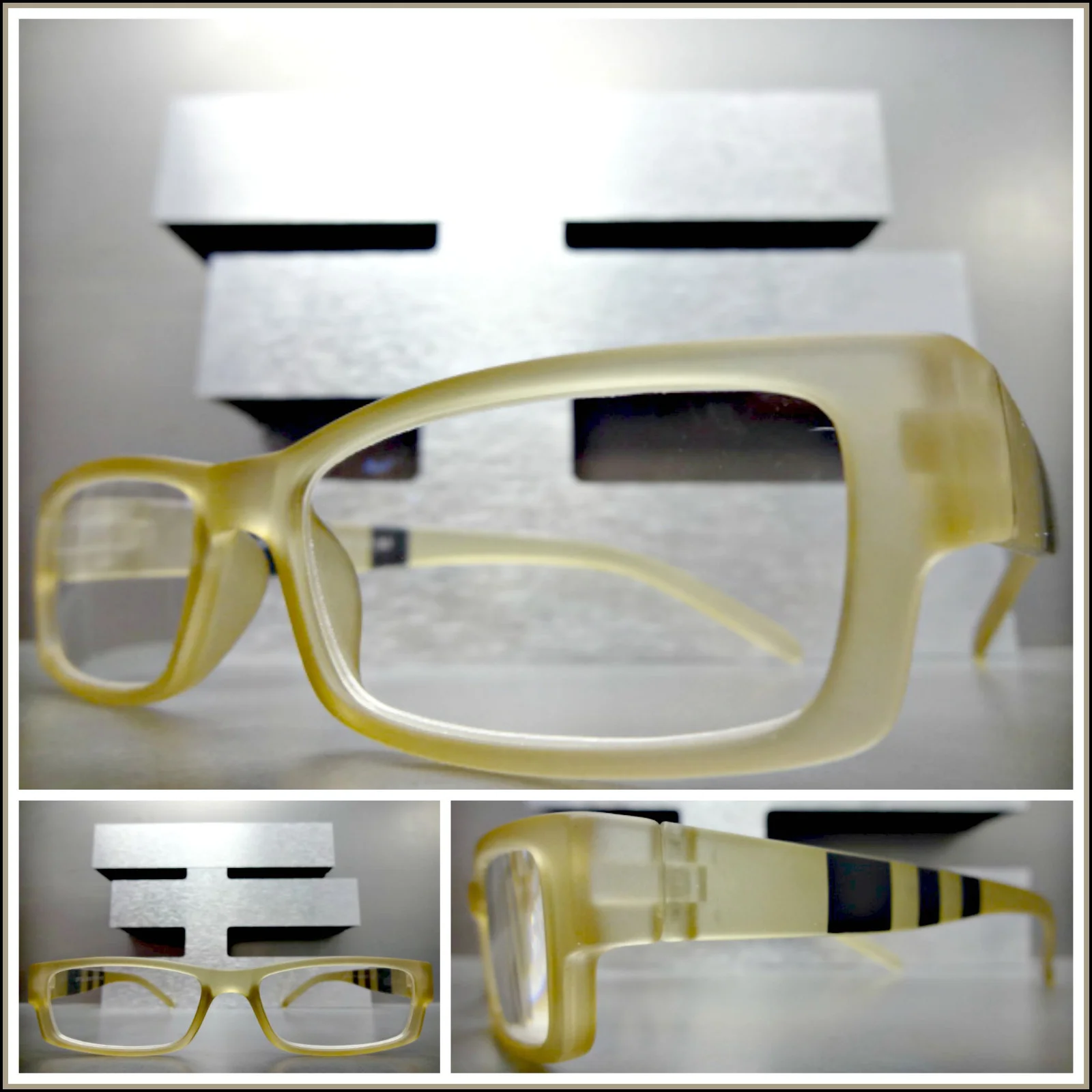 Contemporary Modern READING EYE GLASSES READERS Unique Rectangular Frosted Frame 3