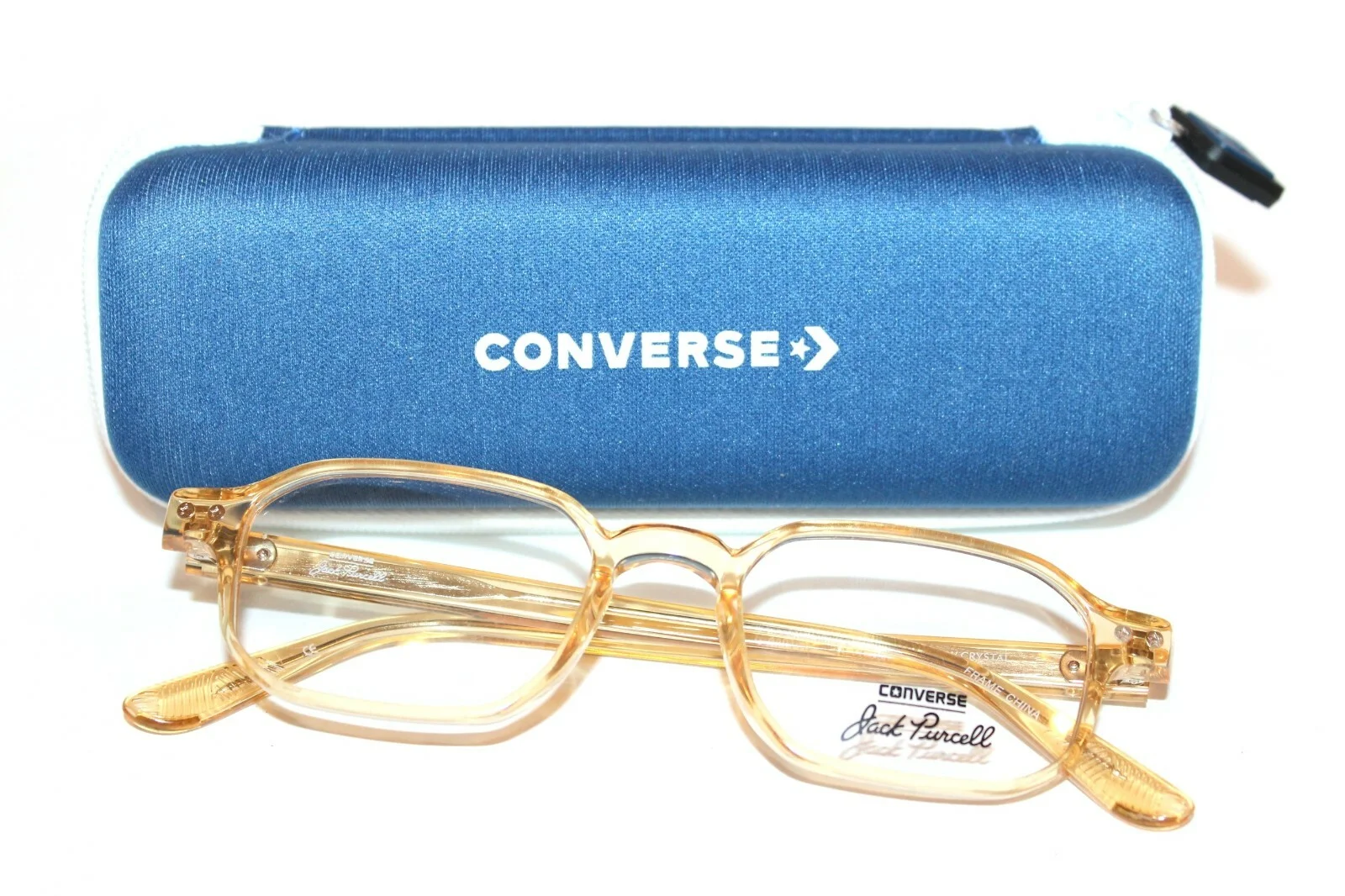 CONVERSE JACK PURCELL P001 UF YELLOW CRYSTAL EYEGLASSES RX FRAMES 49-19-145 CASE