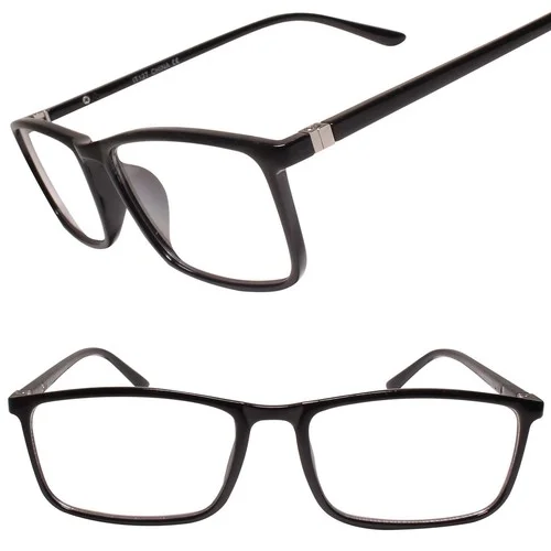 Cool Trendy Casual Slick Design Black Rectangle Clear Lens Glasses