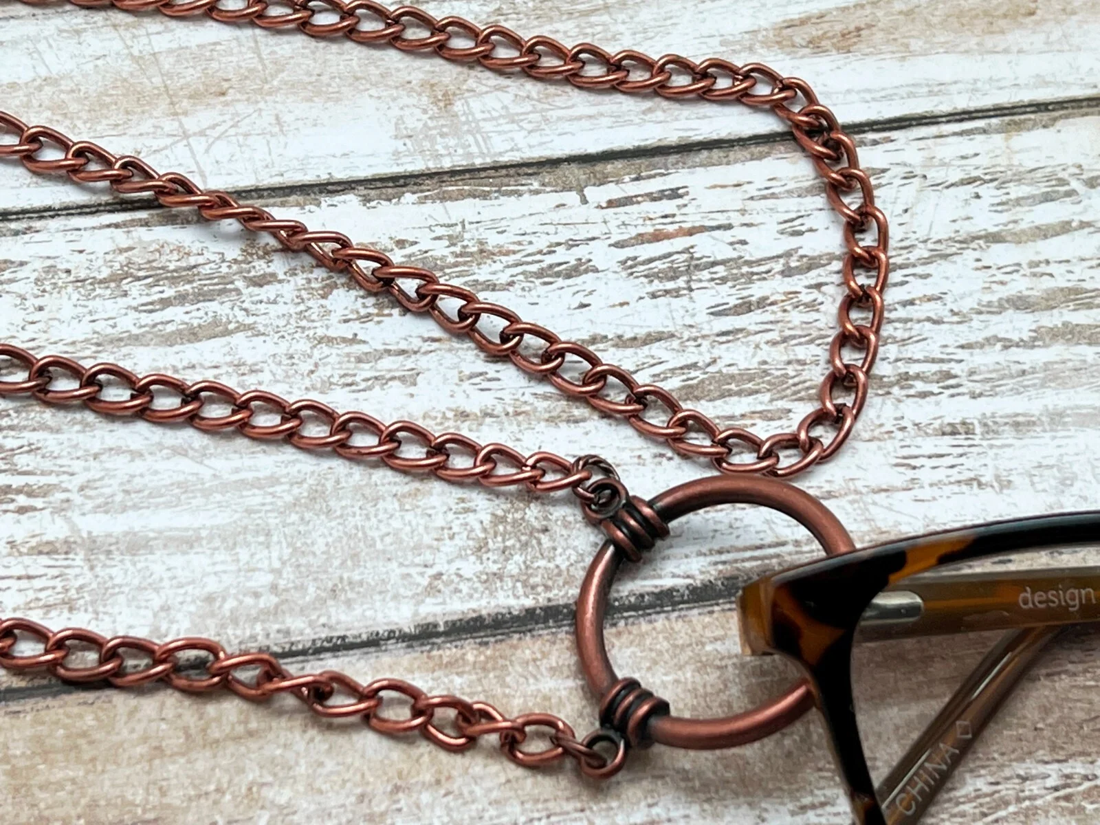 Copper Eyeglass Loop LA Necklace Reading Glasses Sunglasses Ring Holder Chain