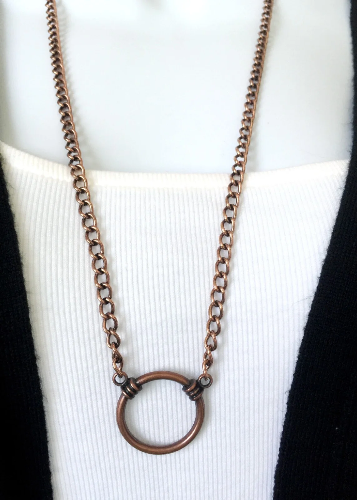 Copper Eyeglass Loop LA Necklace Reading Glasses Sunglasses Ring Holder Chain 2