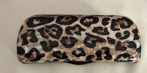 Corinne McCormack Eyeglass Case Hard Clamshell Black + Leopard Print Lacquer 2