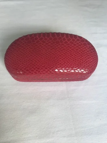 Corinne McCornack Red Faux Leather Eyeglasses Case Reptile Pattern Excellent