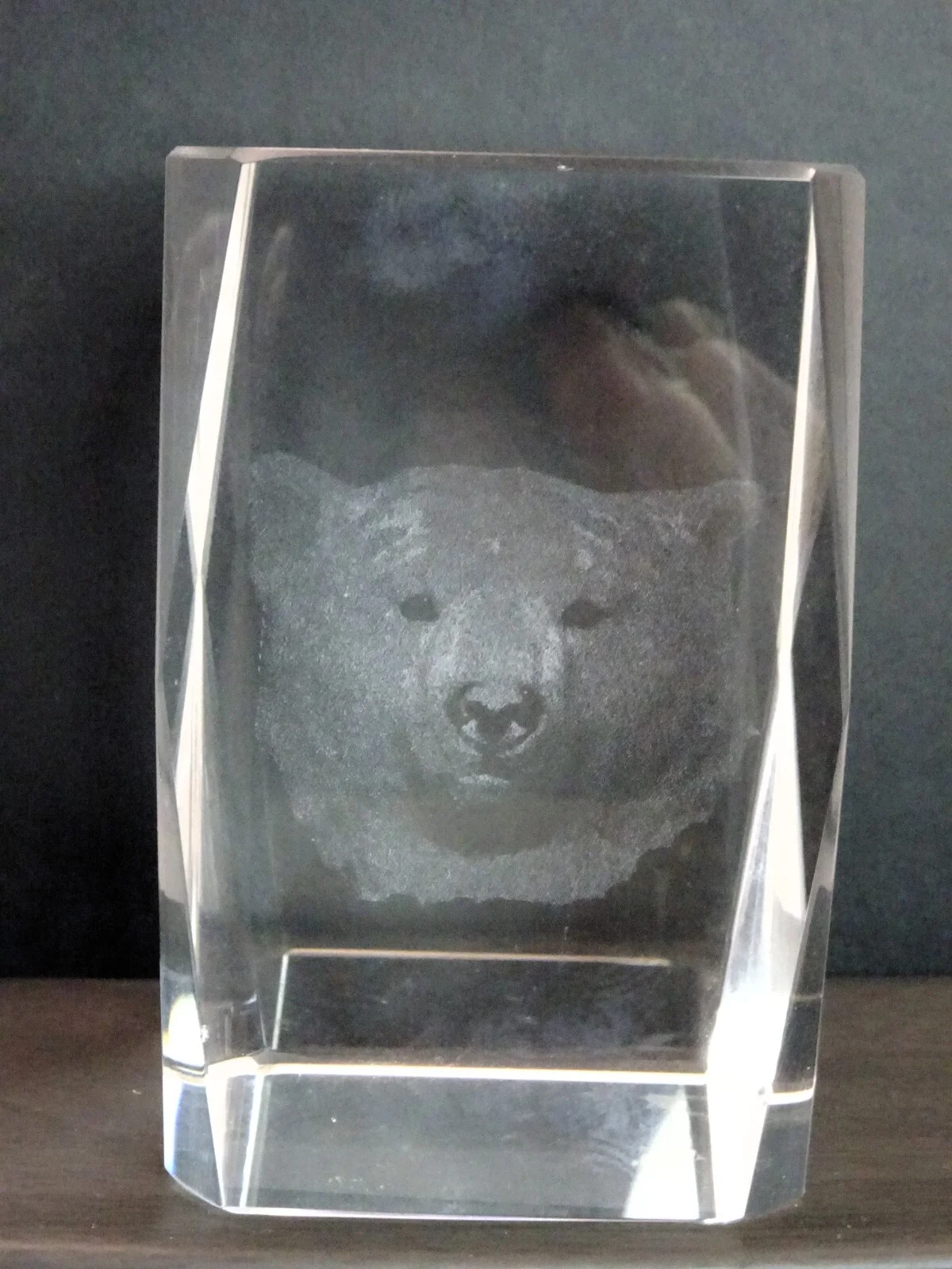 CORNING MUSEUM OF GLASS- GLASS Bear Paperweight made with bubbles 360 view