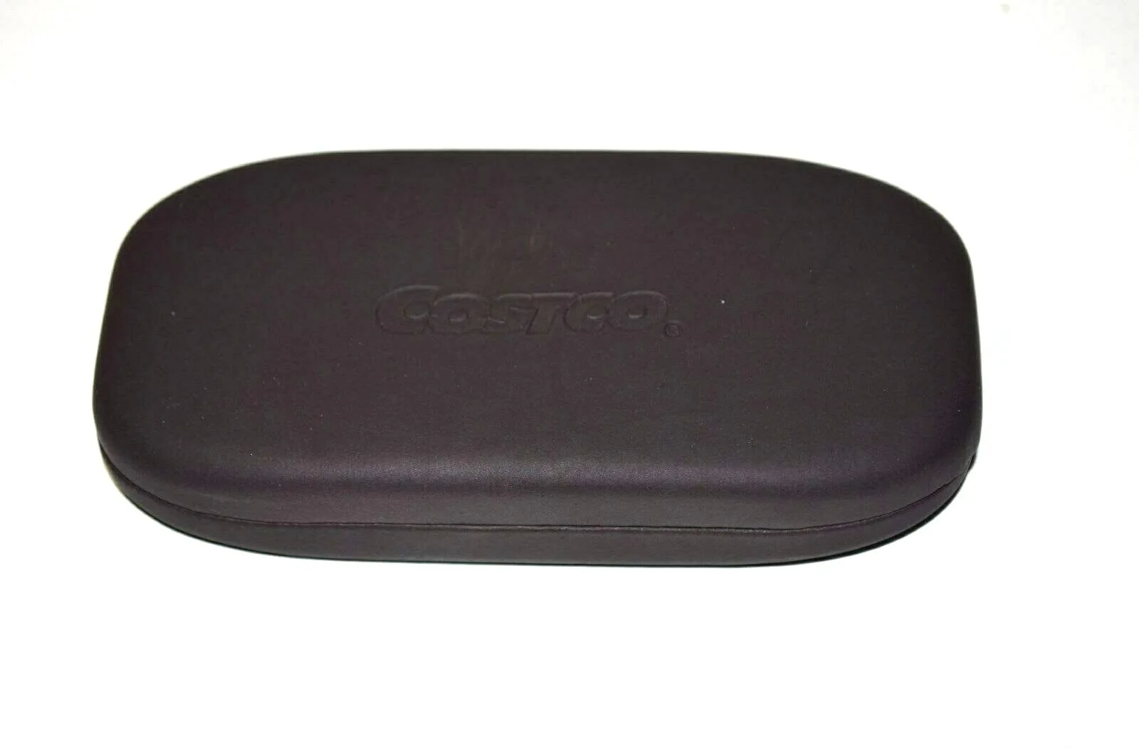 Costco Eyeglasses Case Sunglasses Clip On Travel Cover Brown Slim Hard Box