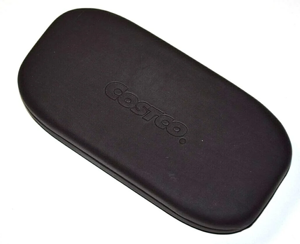 Costco Eyeglasses Case Sunglasses Clip On Travel Cover Brown Slim Hard Box 2