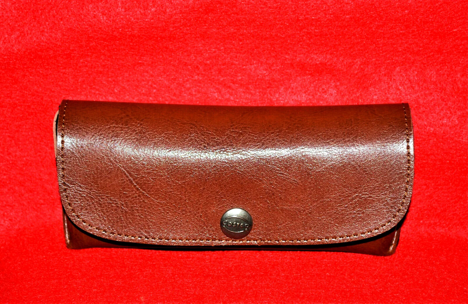 Costco Optics Eyeglasses Case Semi Hard Pouch Sunglasses Kirkland Brown Rare