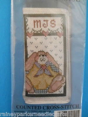 Country Bunny Rabbit Heart Monogram Cross Stitch Eyeglass Case Kit Stitch & Zip 2