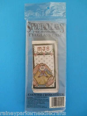 Country Bunny Rabbit Heart Monogram Cross Stitch Eyeglass Case Kit Stitch & Zip 3