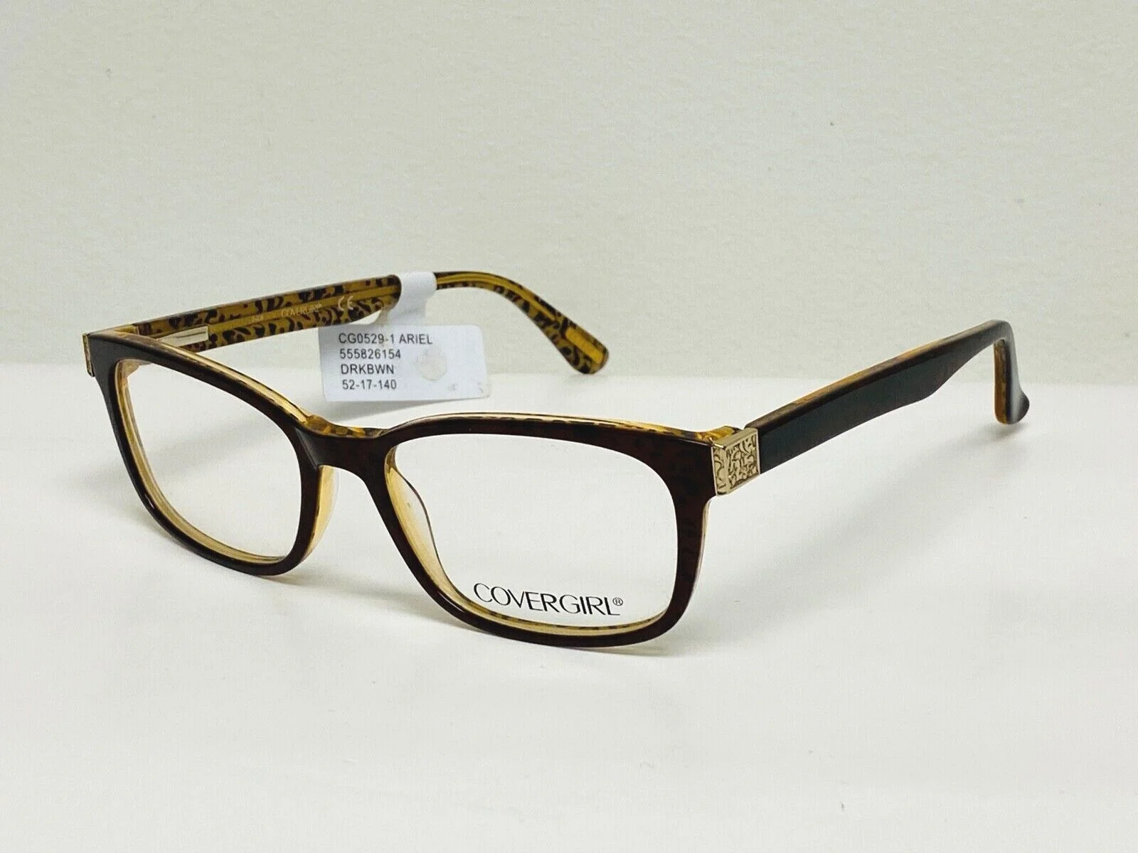 COVERGIRL CG0529 ARIEL EYEGLASS FRAMES WOMEN 52-17-140 DARK BROWN / ANIMAL PRINT