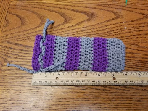 Crochet 100% Cotton Eyeglass Case Handmade Holder Sunglasses Drawstring Purple 2