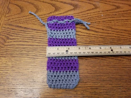 Crochet 100% Cotton Eyeglass Case Handmade Holder Sunglasses Drawstring Purple 3