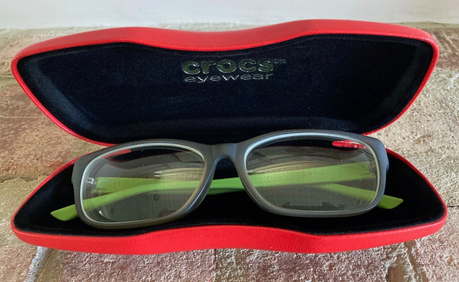 Crocs Eyewear Eyeglasses Mod CF331 40GN 53-17-137 Gray Green w/ Red Hard Case