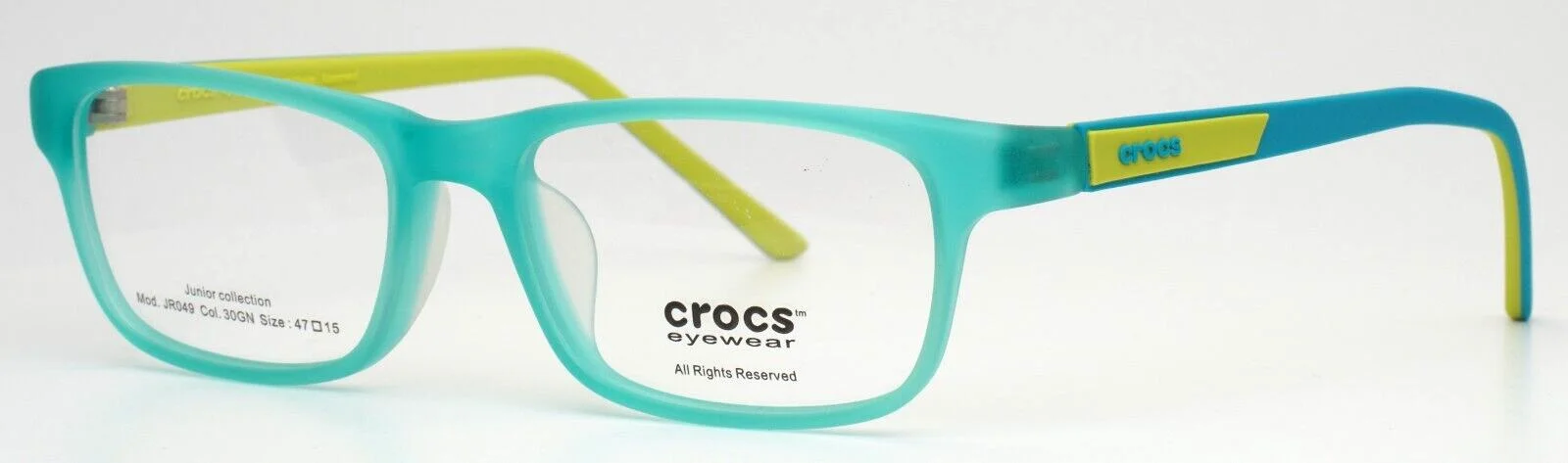 CROCS EYEWEAR JR049 30GN Green Boys Kids Rectangle Eyeglasses 47-15-126 B:30
