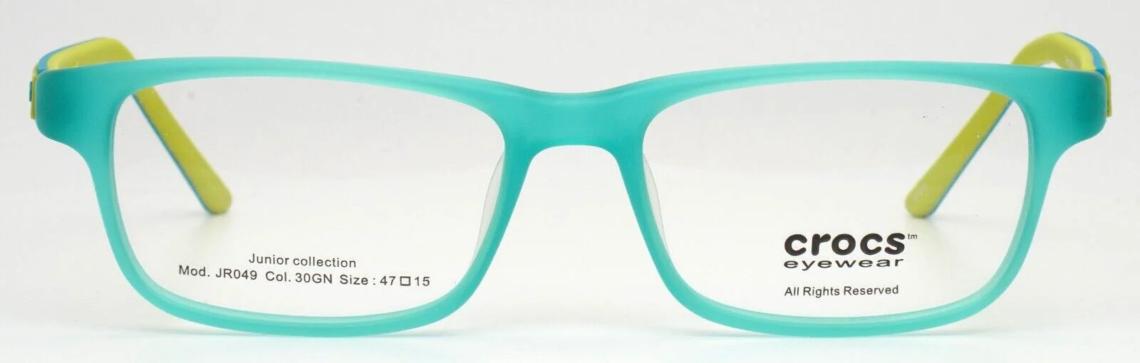CROCS EYEWEAR JR049 30GN Green Boys Kids Rectangle Eyeglasses 47-15-126 B:30 2