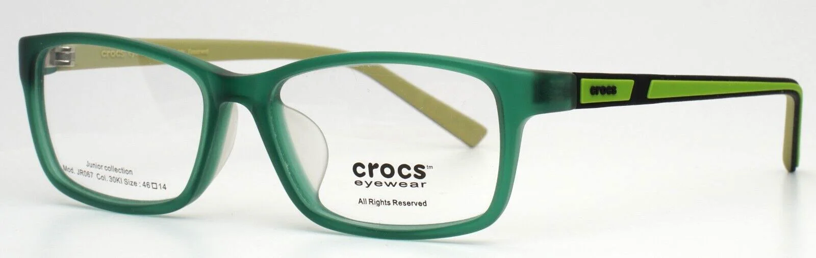 CROCS EYEWEAR JR067 30KI Green Boys Kids Rectangle Eyeglasses 46-14-126 B:29
