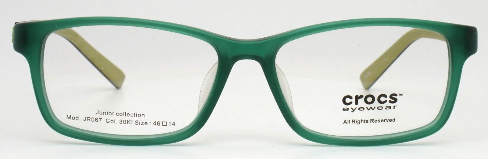 CROCS EYEWEAR JR067 30KI Green Boys Kids Rectangle Eyeglasses 46-14-126 B:29 2