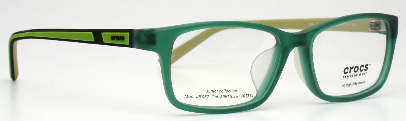CROCS EYEWEAR JR067 30KI Green Boys Kids Rectangle Eyeglasses 46-14-126 B:29 3
