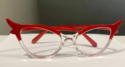 CUSTOM HAND MADE UV400 CAT EYE RED CLEAR GLASSES READERS 1.5 1.75