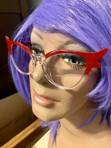 CUSTOM HAND MADE UV400 CAT EYE RED CLEAR GLASSES READERS 1.5 1.75 2