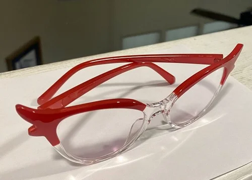 CUSTOM HAND MADE UV400 CAT EYE RED CLEAR GLASSES READERS 1.5 1.75 3