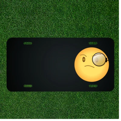Custom Personalized License Plate With Add Names To Yellow Emoji And Eyeglass