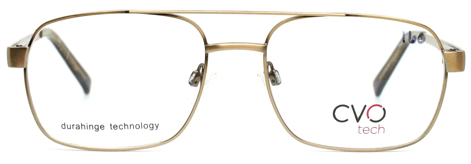 CVO TECH D108 Gold Antique Mens Aviator Full Rim Eyeglasses 55-17-145 B:42 2