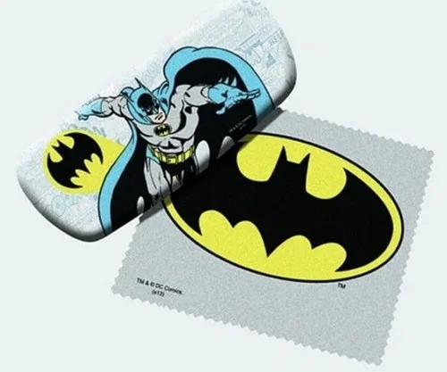 DC Comics Batman Eyeglasses Case With Chest Logo Cleaning Cloth NEW UNUSED 3