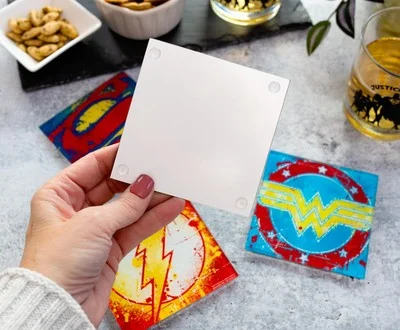 DC Comics Graffiti Superhero Logos Glass Coasters | Set of 4 4