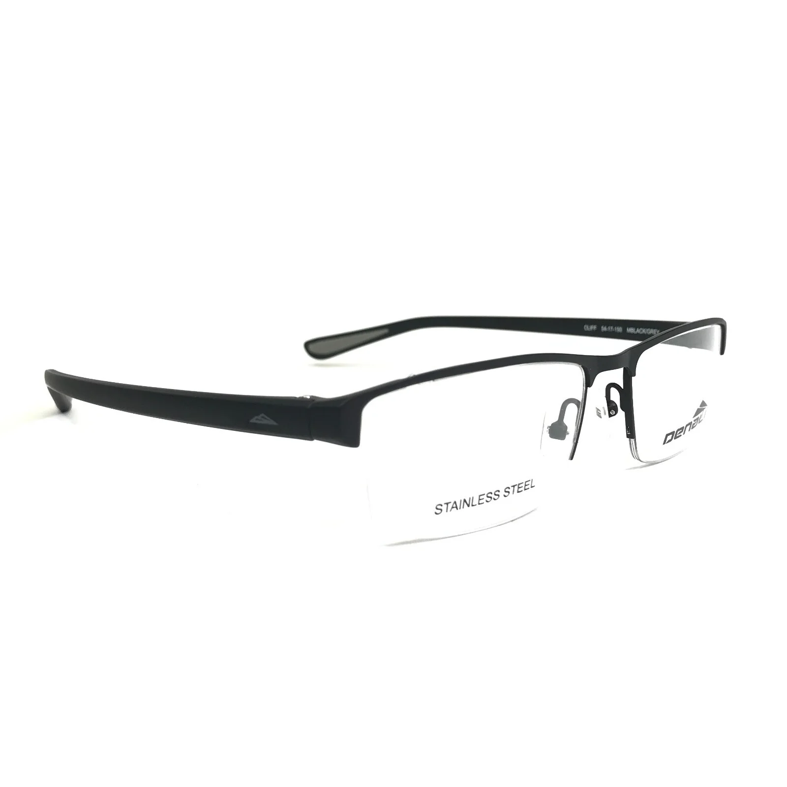 Denali Eyeglasses Frames CLIFF MBLACK/GREY Black Rectangular Half Rim 54-17-150 2