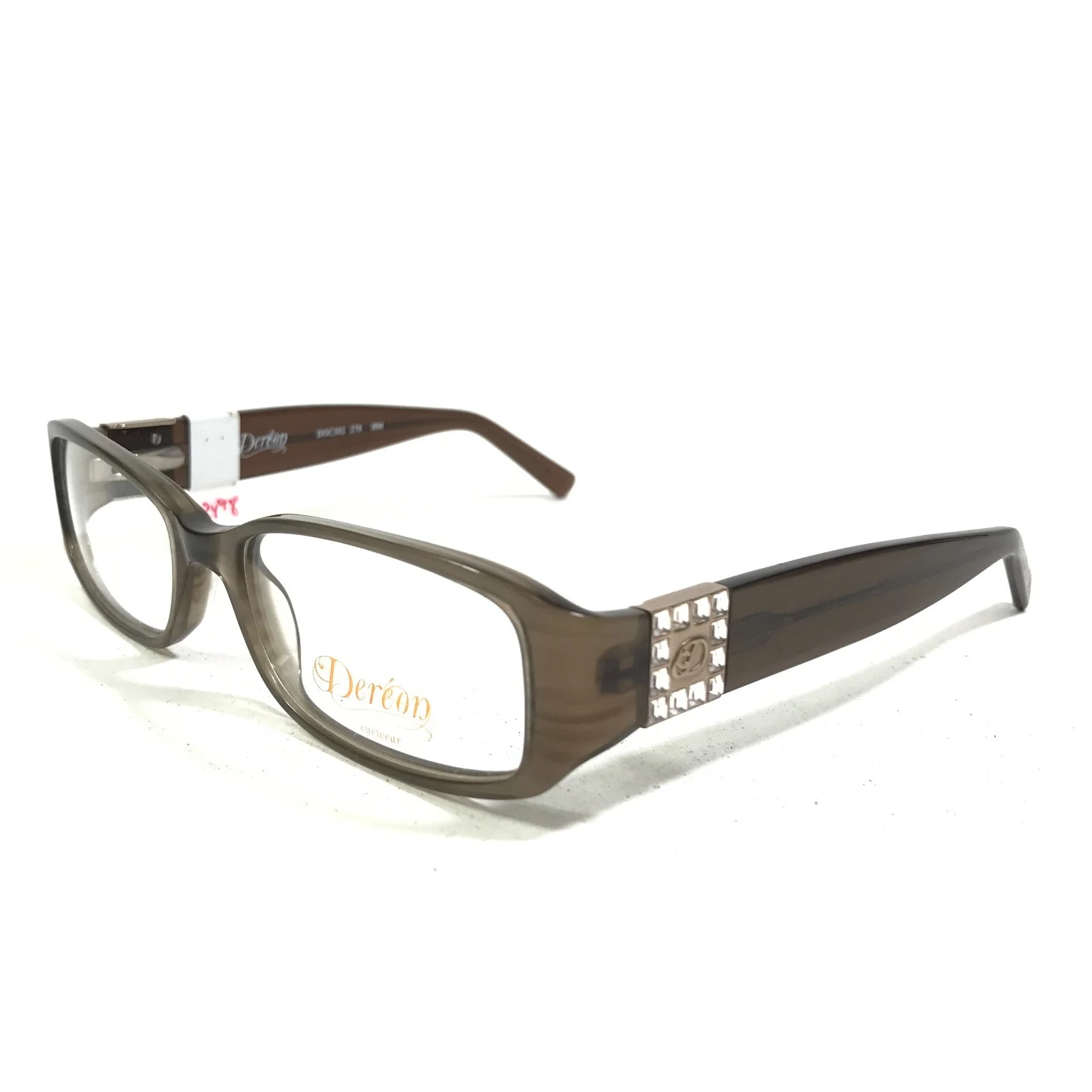 Dereon DOC 302 278 Eyeglasses Frames Brown Rectangular Crystals 53-17-135