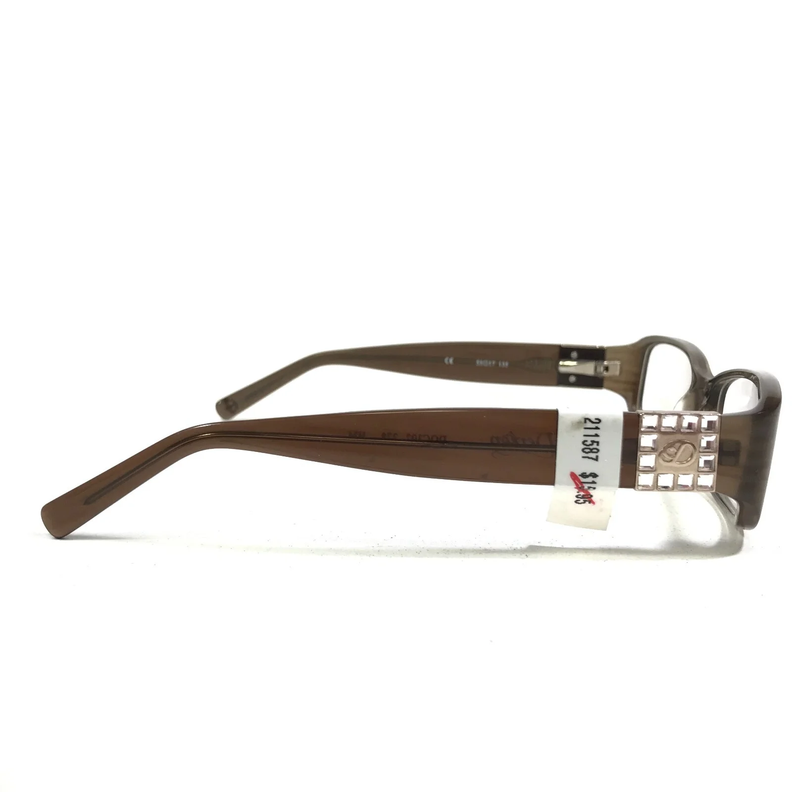Dereon DOC 302 278 Eyeglasses Frames Brown Rectangular Crystals 53-17-135 4