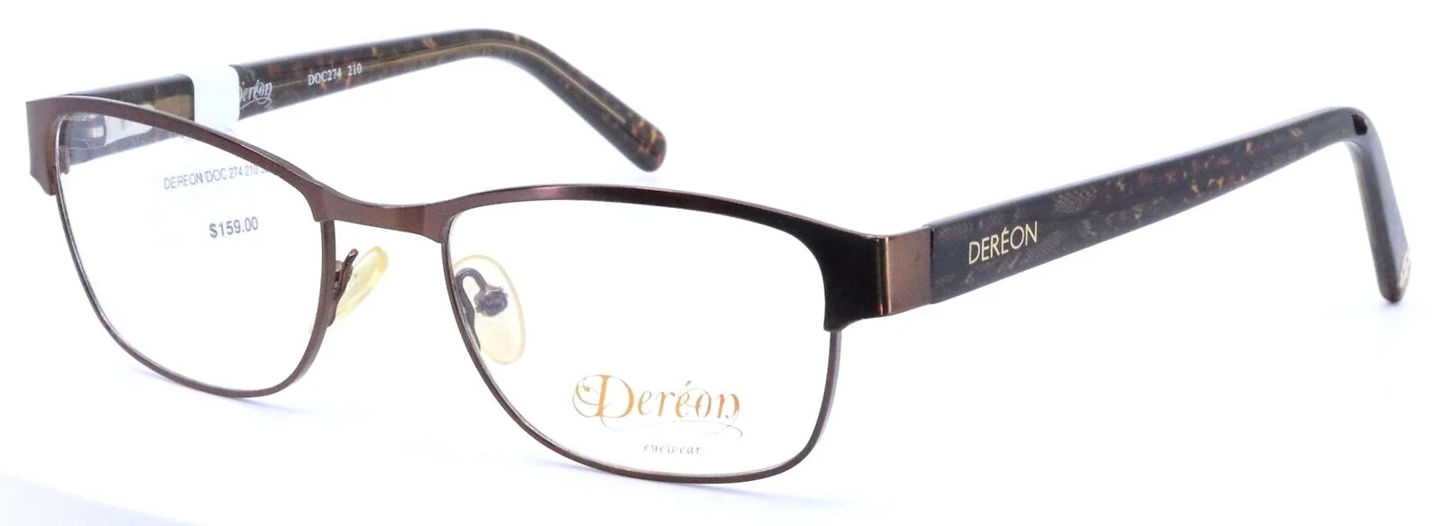 DEREON DOC274 Rectangular 210 Brown Full Rim Eyeglasses Frame 52-19-140