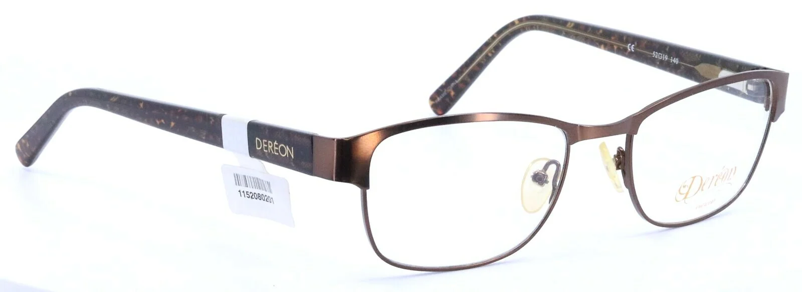 DEREON DOC274 Rectangular 210 Brown Full Rim Eyeglasses Frame 52-19-140 3