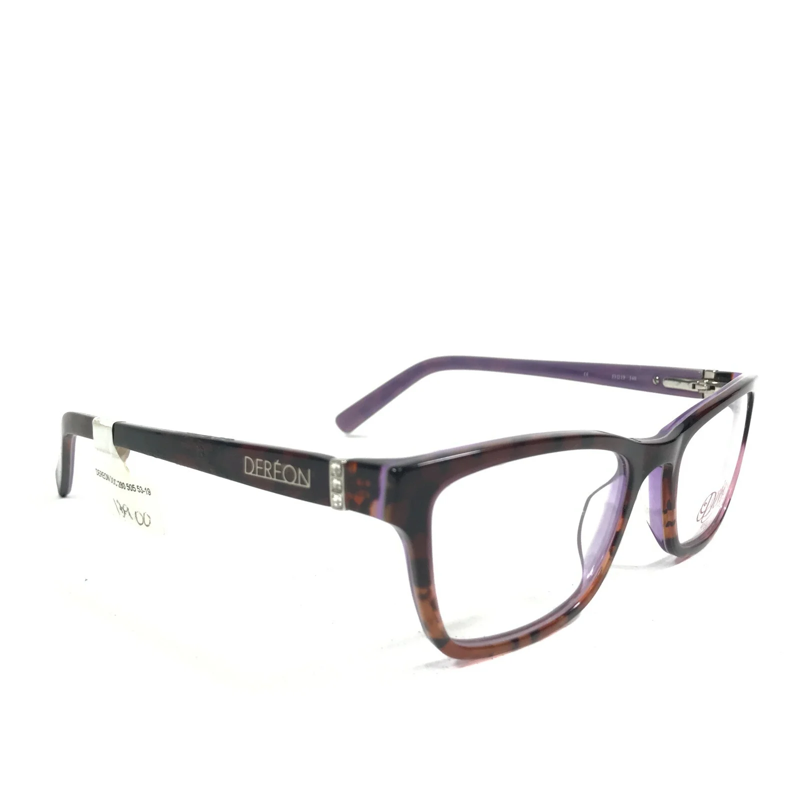 Dereon DOC280 505 Eyeglasses Frames Purple Tortoise Square Full Rim 53-19-140 2