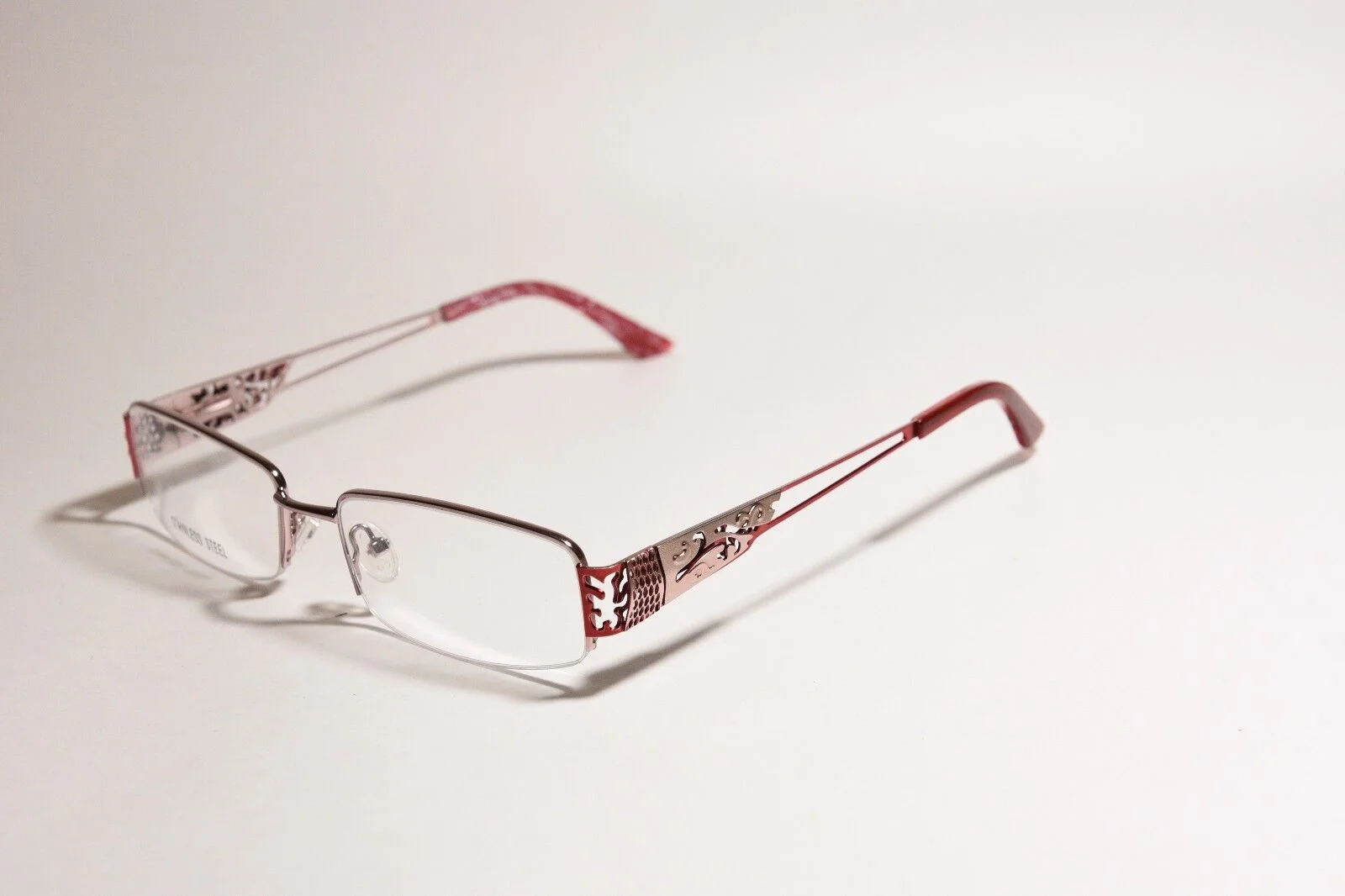 DESIGN ITALY 1777 HALF RIM STAINLESS EYEGLASS FRAMES PINK FILIGREE 52-17-135 NEW 2