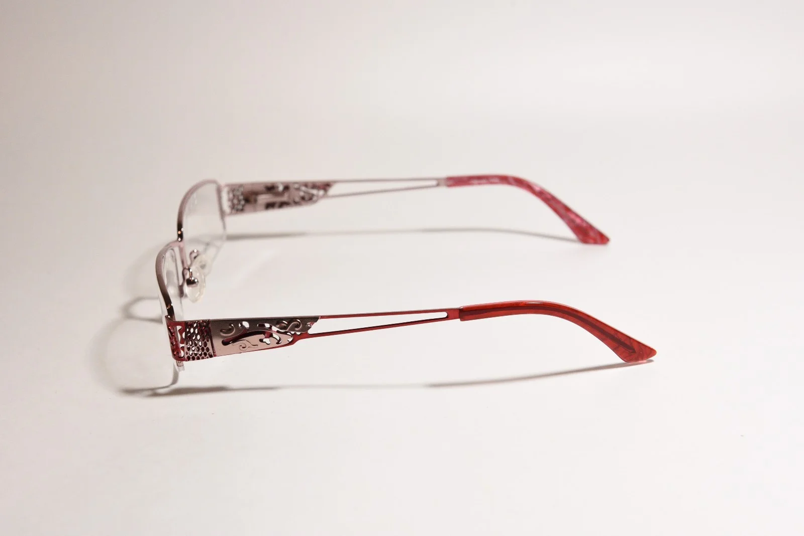 DESIGN ITALY 1777 HALF RIM STAINLESS EYEGLASS FRAMES PINK FILIGREE 52-17-135 NEW 3