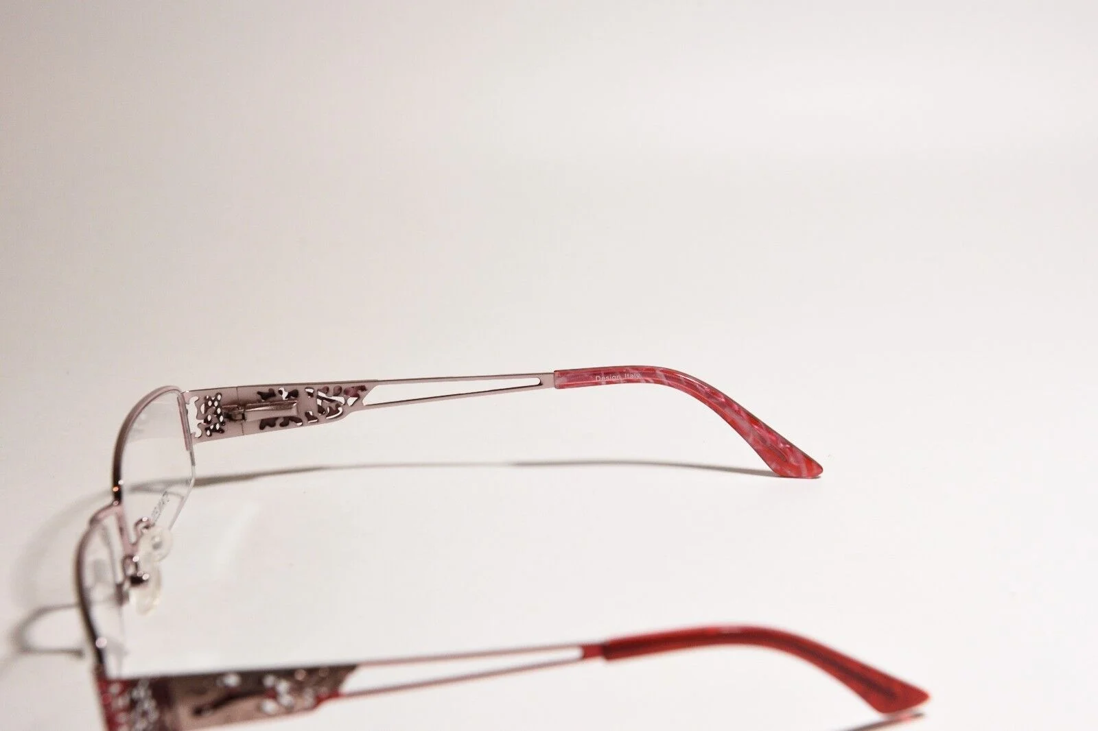 DESIGN ITALY 1777 HALF RIM STAINLESS EYEGLASS FRAMES PINK FILIGREE 52-17-135 NEW 4