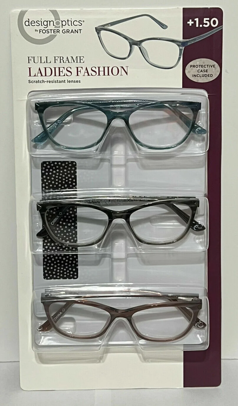 Design Optics by Foster Grant Reading Glasses, 3-Pack +3.00 3