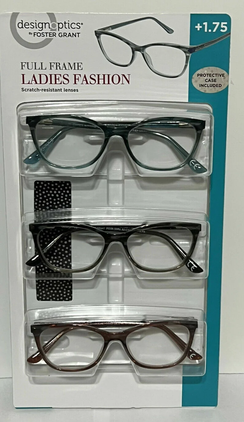 Design Optics by Foster Grant Reading Glasses, 3-Pack +3.00 4