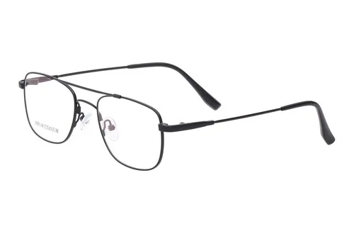 Designer Double Bridge Flexible Titanium Alloy Eyeglasses Frame Black 51-18-140 2