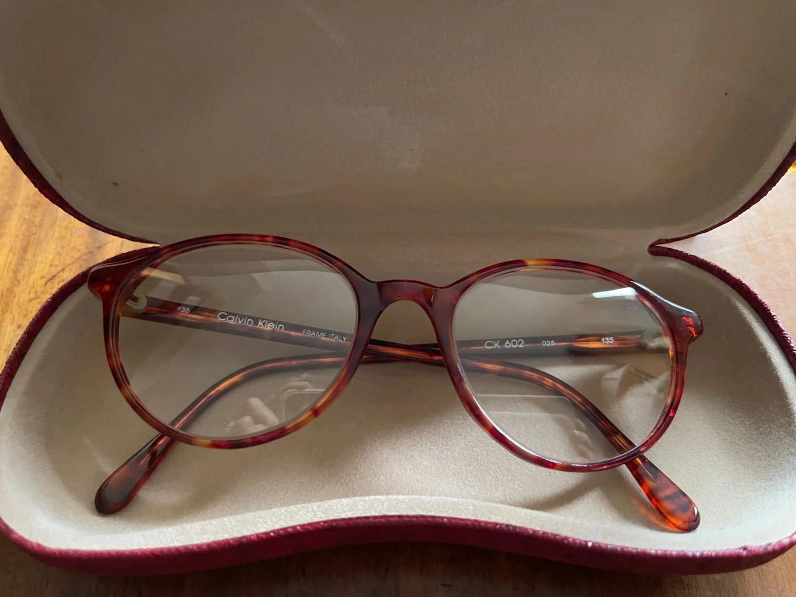 designer eyeglass frames women- Calvin Klein with red case. Perfect condition.