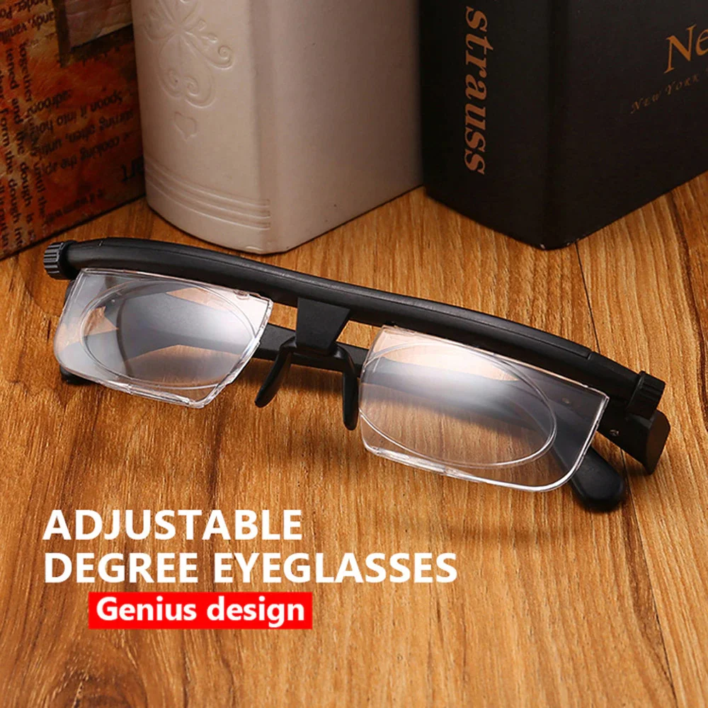 Dial Adjustable Glasses Variable Focus For Reading Distance Vision Eyeglasses US 2