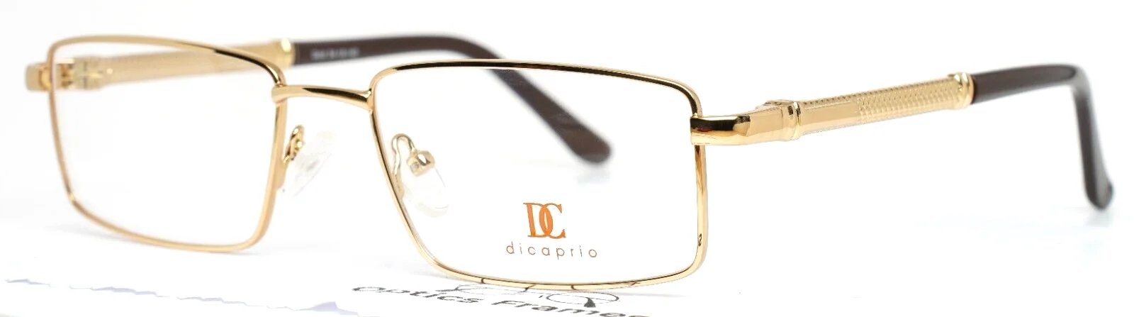 DICAPRIO DC150 Capri Gold Mens Rectangle Full Rim Eyeglasses 54-18-145 B:33