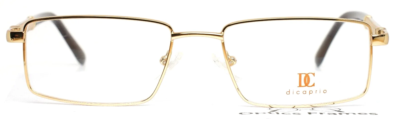 DICAPRIO DC150 Capri Gold Mens Rectangle Full Rim Eyeglasses 54-18-145 B:33 2