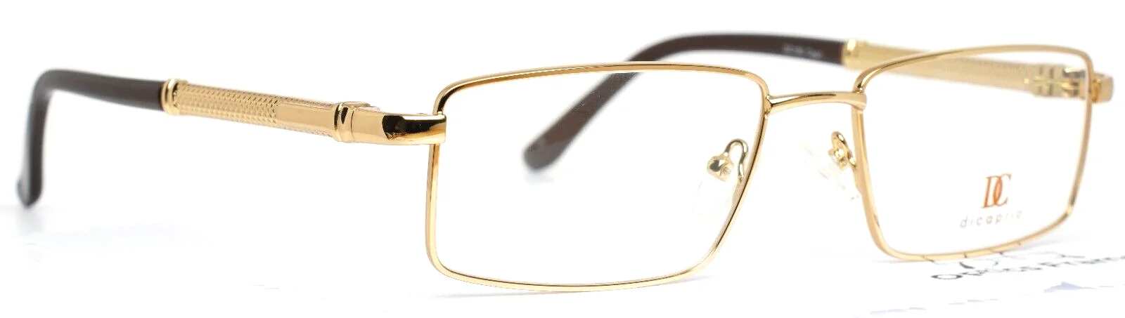 DICAPRIO DC150 Capri Gold Mens Rectangle Full Rim Eyeglasses 54-18-145 B:33 3