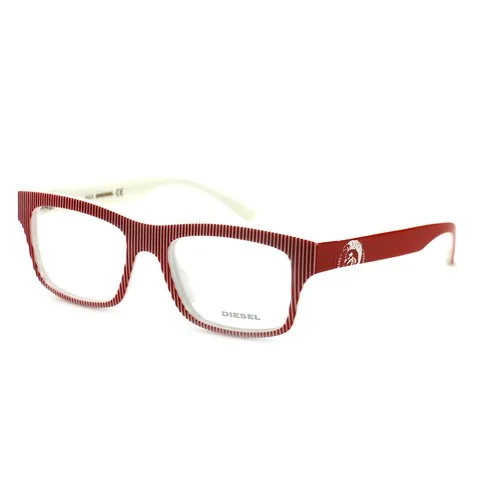 Diesel Men or Womens Eyeglasses DL5034/V 068 Red Striped White 52 18 135 Rectang