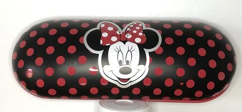 DISNEY Minnie Mouse Eyeglass Eyewear Hard Clam Shell Case Polka Dots Red Black