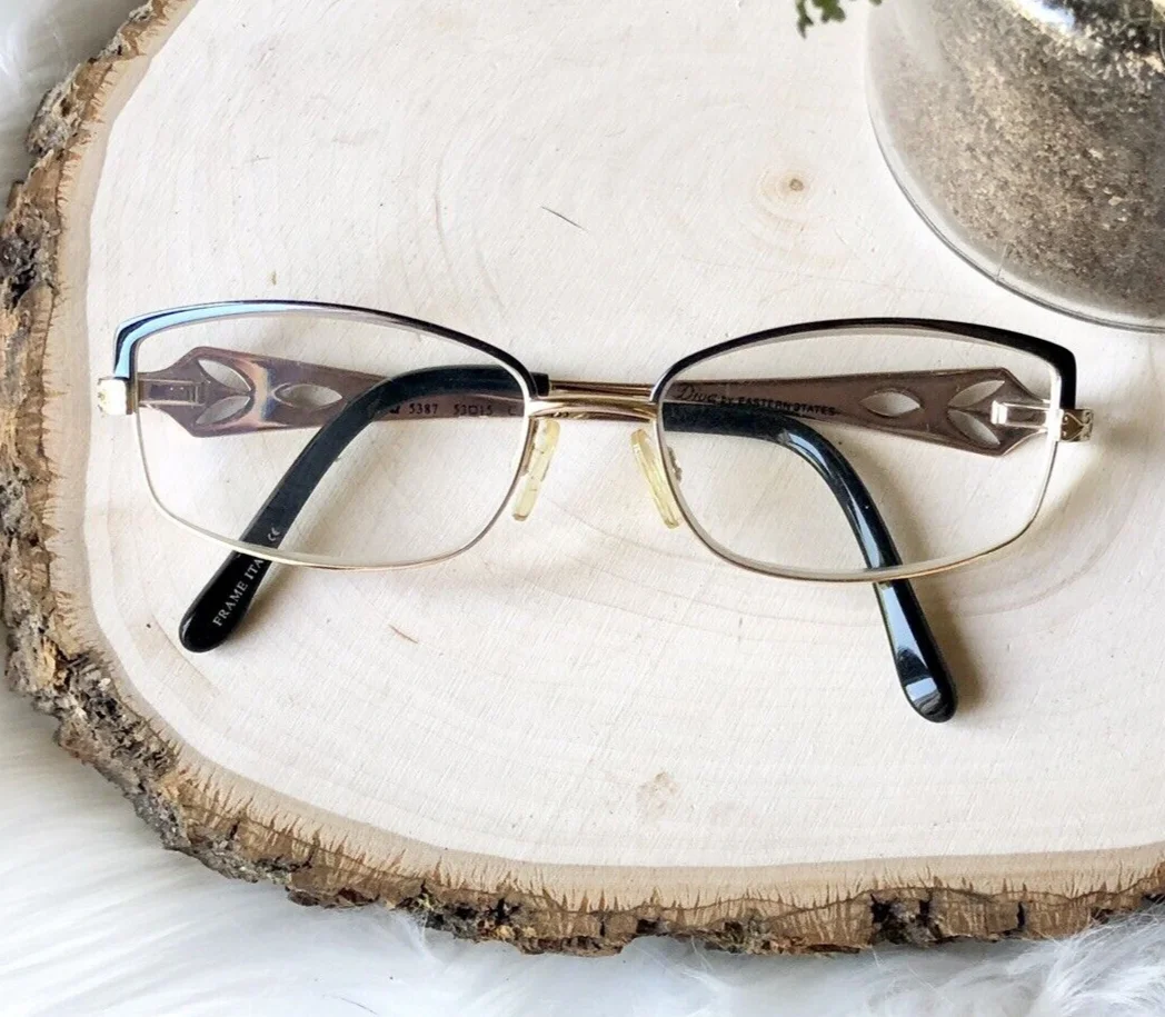 Diva 5387 C225E Eastern States Eyeglasses Frame Gold Blue Filigree Glasses EUC! 2